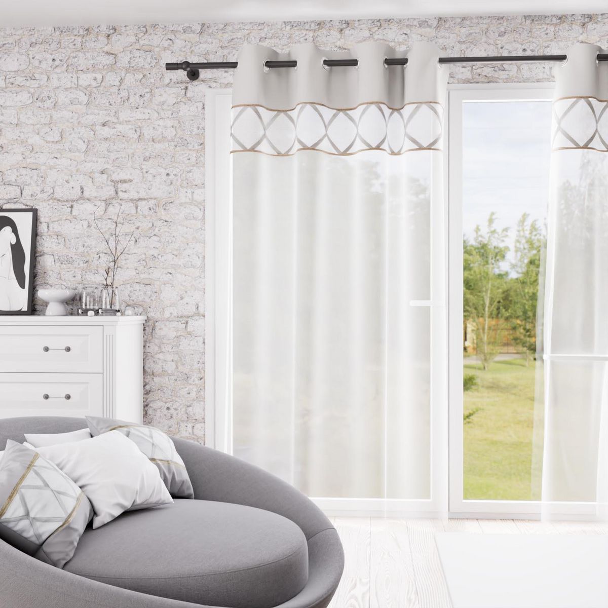 SOLEIL D'OCRE Voile à oeillets en pur coton 135x250 cm AUDE, par Soleil d'Ocre