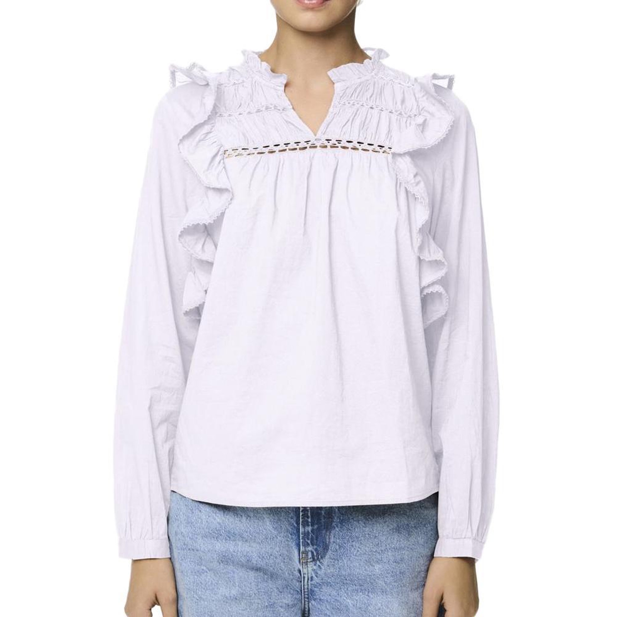 Pieces Blouse Blanches Femme Pieces Makenna. Coloris disponibles : Blanc
