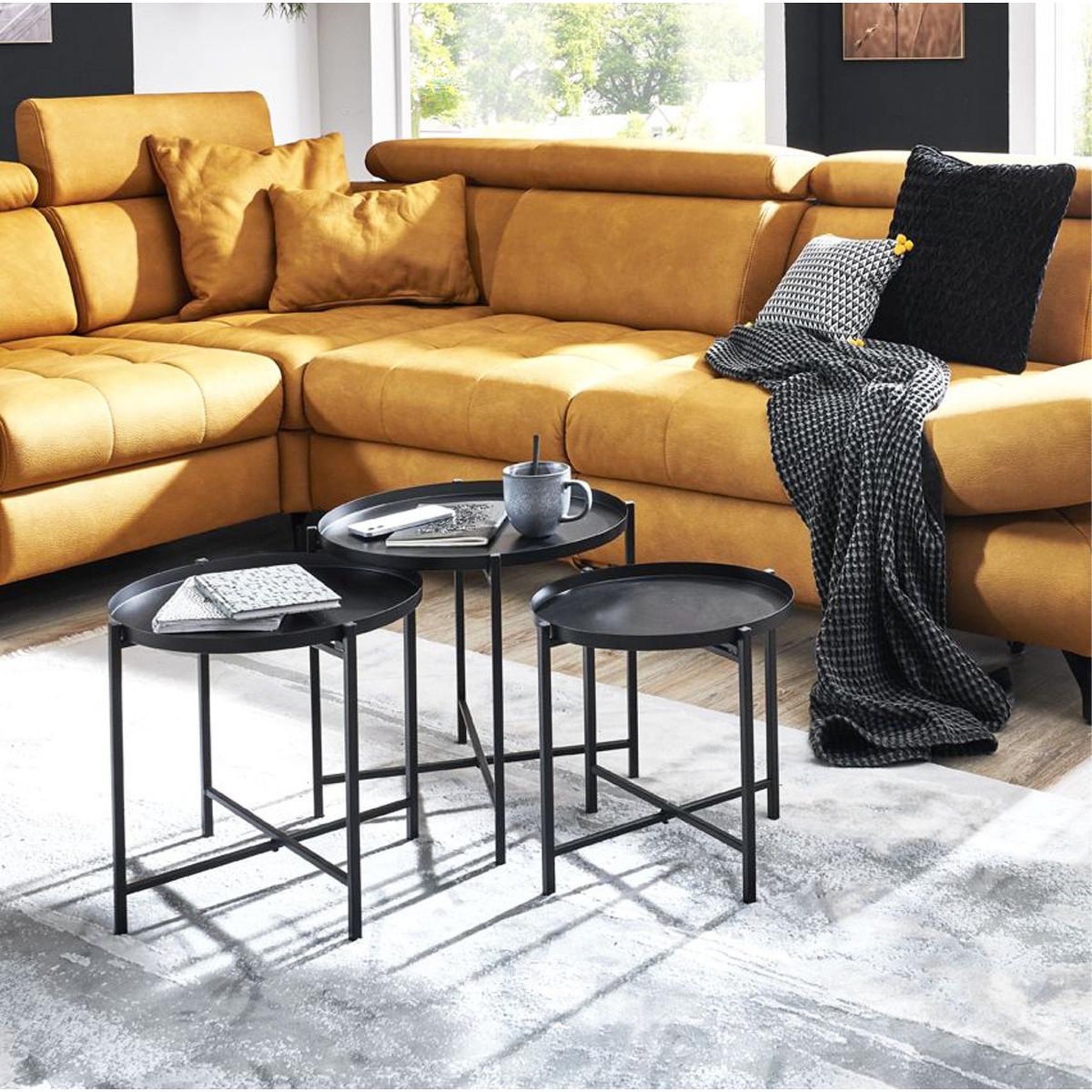 Voir la diapositive 2 : Paris Prix Lot de 3 tables d'appoint design  kwami  48cm noir