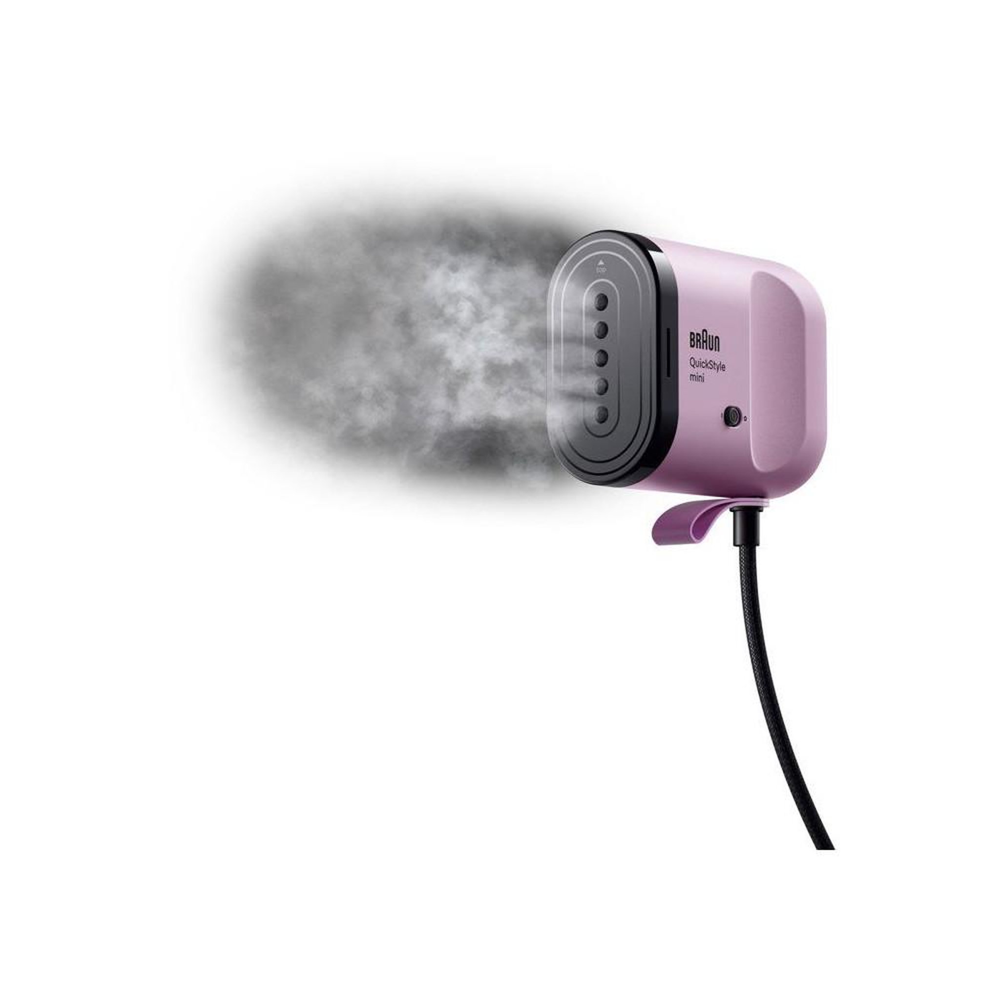 Voir la diapositive 2 : BRAUN Steamer vertical QuickStyle mini GS1031PU 20 g/min, chauffe 15 s, réservoir 80 ml, compact, violet clair et noir