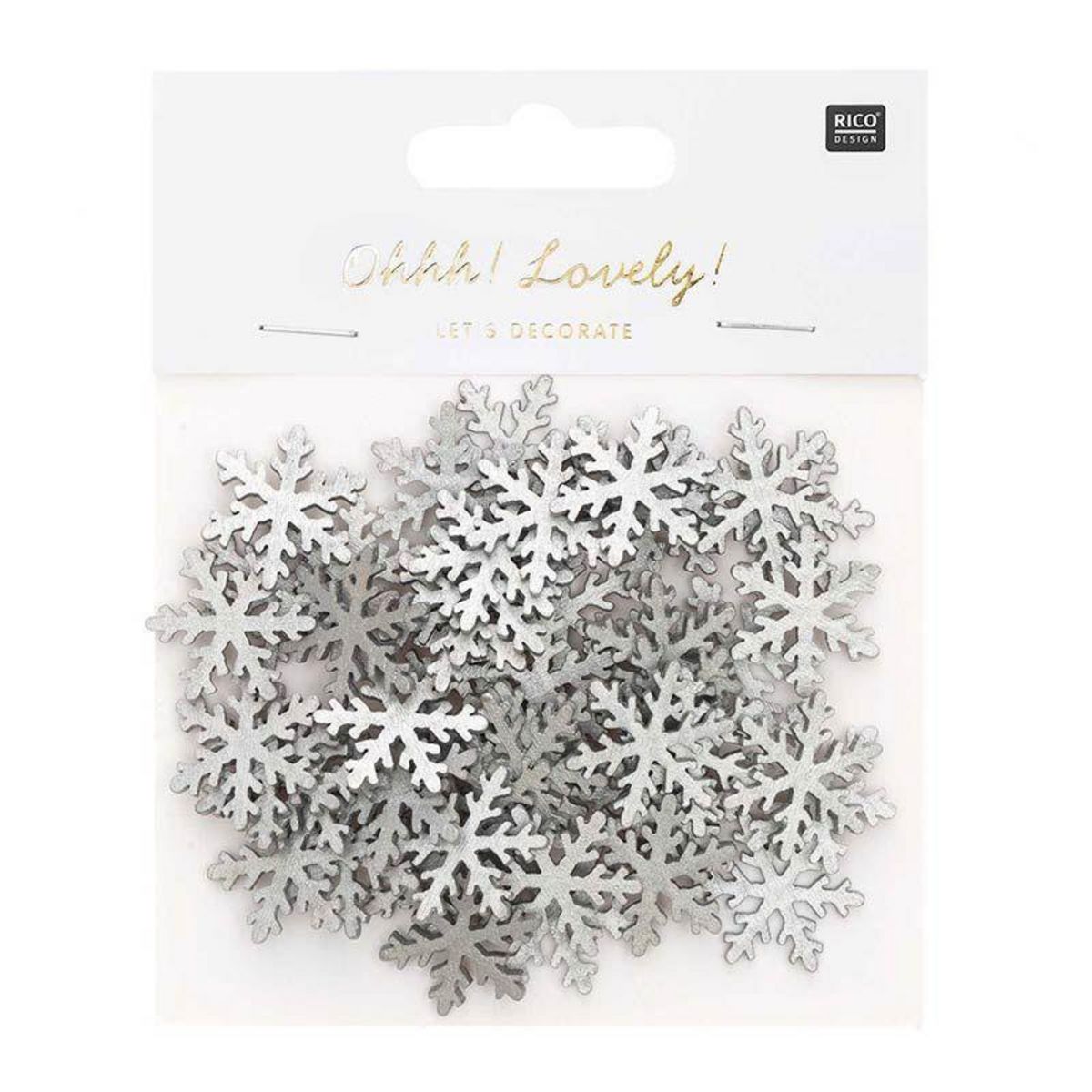 RICO DESIGN Confettis flocons de neige en bois argentés