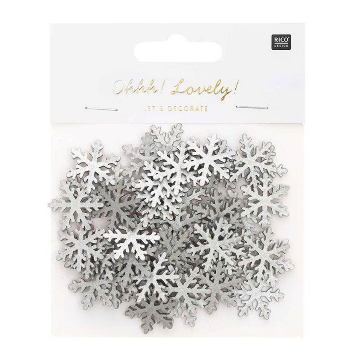 RICO DESIGN Confettis flocons de neige en bois argentés