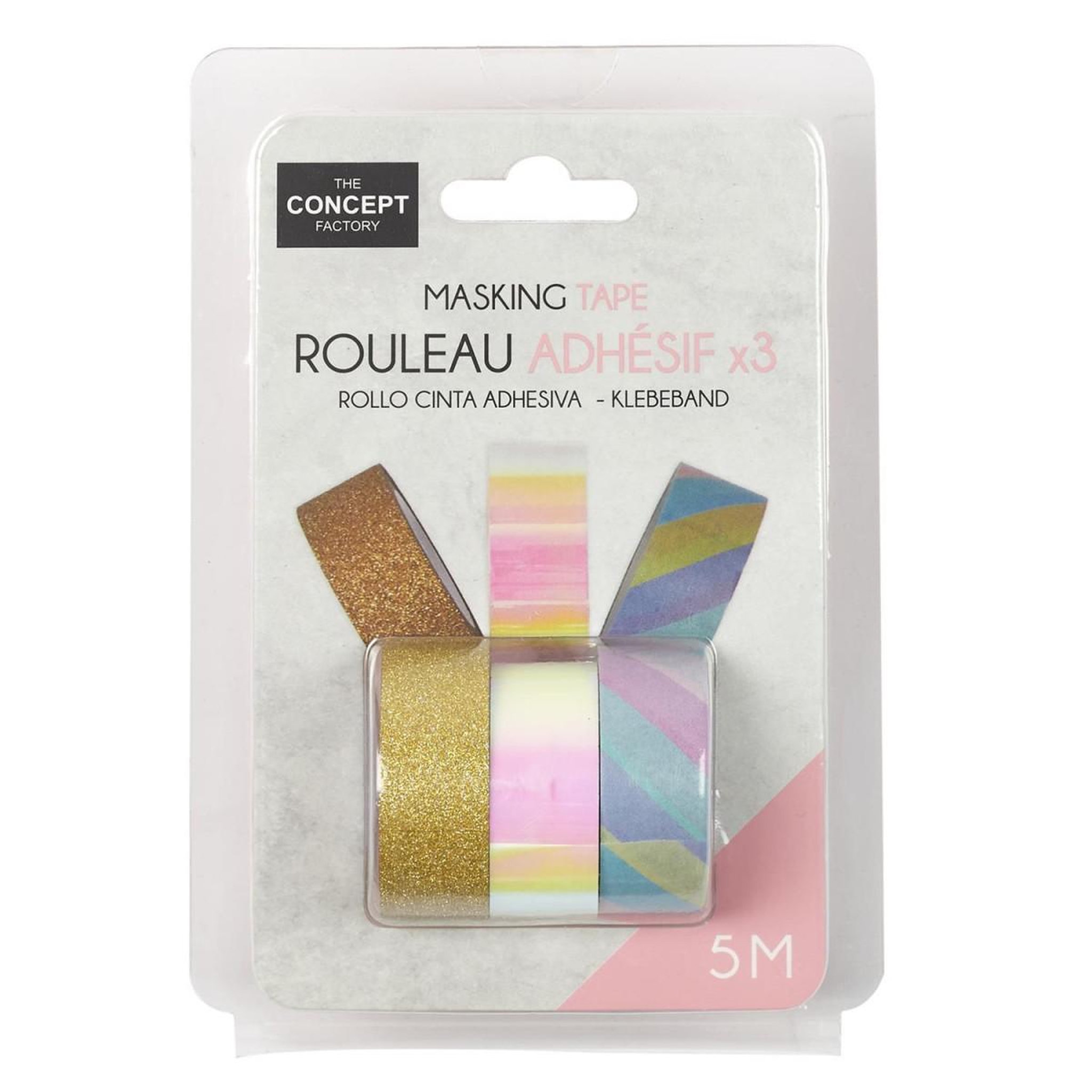 Voir la diapositive 5 : The concept Factory Lot de 3 rouleaux adhésifs  pop  5m multicolore