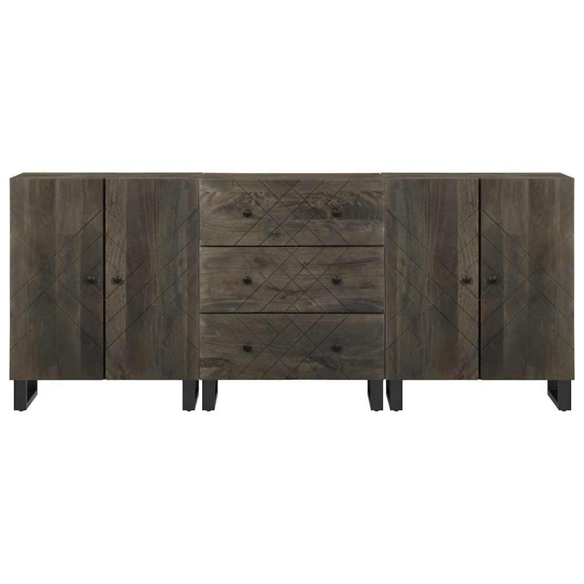 Voir la diapositive 5 : VIDAXL Buffets 3 pcs noir 60x33x75 cm bois massif de manguier