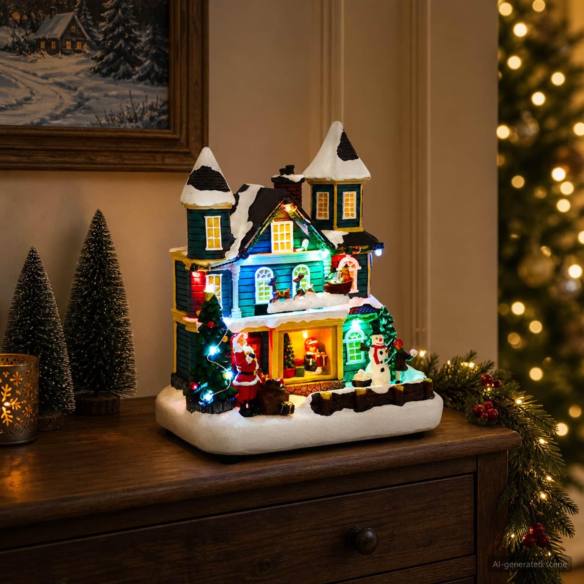 Voir la diapositive 2 : VIDAXL Scene de village de Noël avec traîneau SALO 19 x 13 x 24 cm