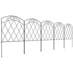 OUTSUNNY Lot de 5 clôtures de jardin décoratives avec ornements métal noir