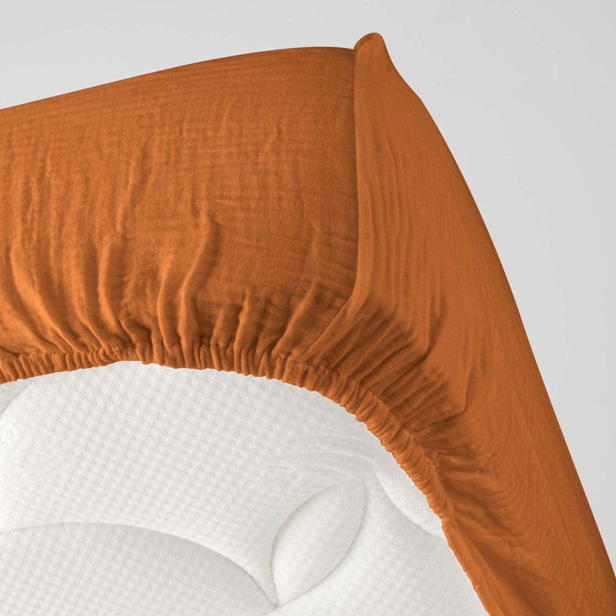 Paris Prix Drap Housse en Gaze de Coton  Angelia  140x190cm Caramel