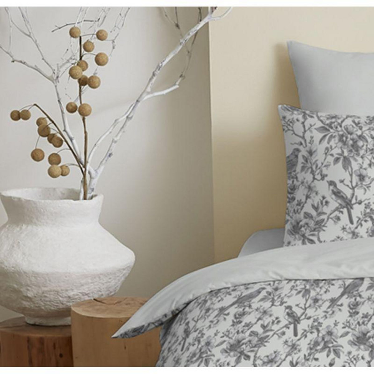 COTON PUR Pack complet housse de couette réversible pour lit 90 x 190 cm Bérengère nuage