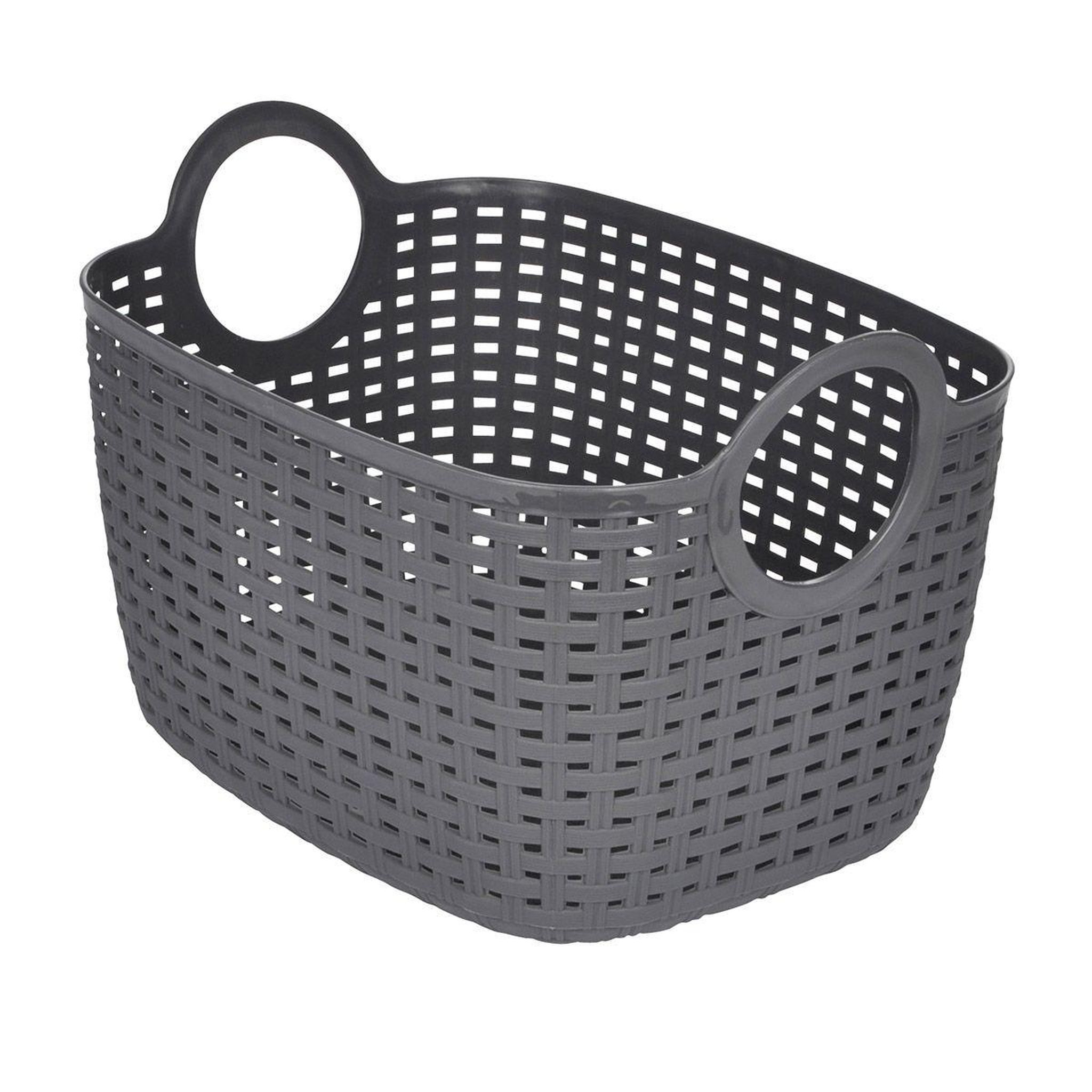 HOMEA Panier à linge arrondi  tressé  12l gris