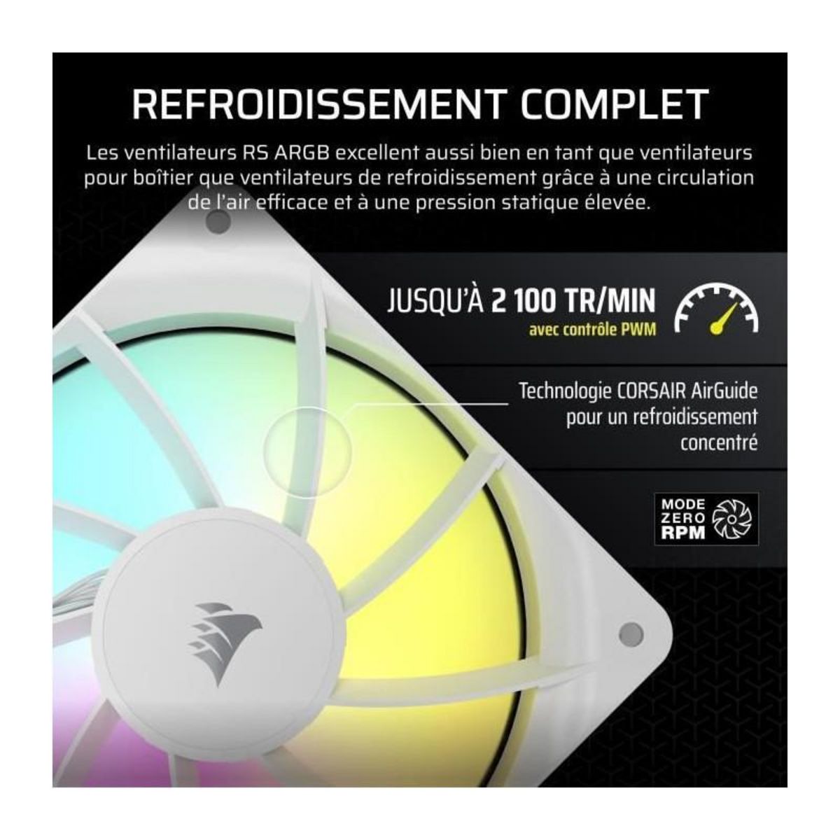 Corsair Pack de 3 ventilateurs ARGB 120mm - CORSAIR - RS120 - Blanc