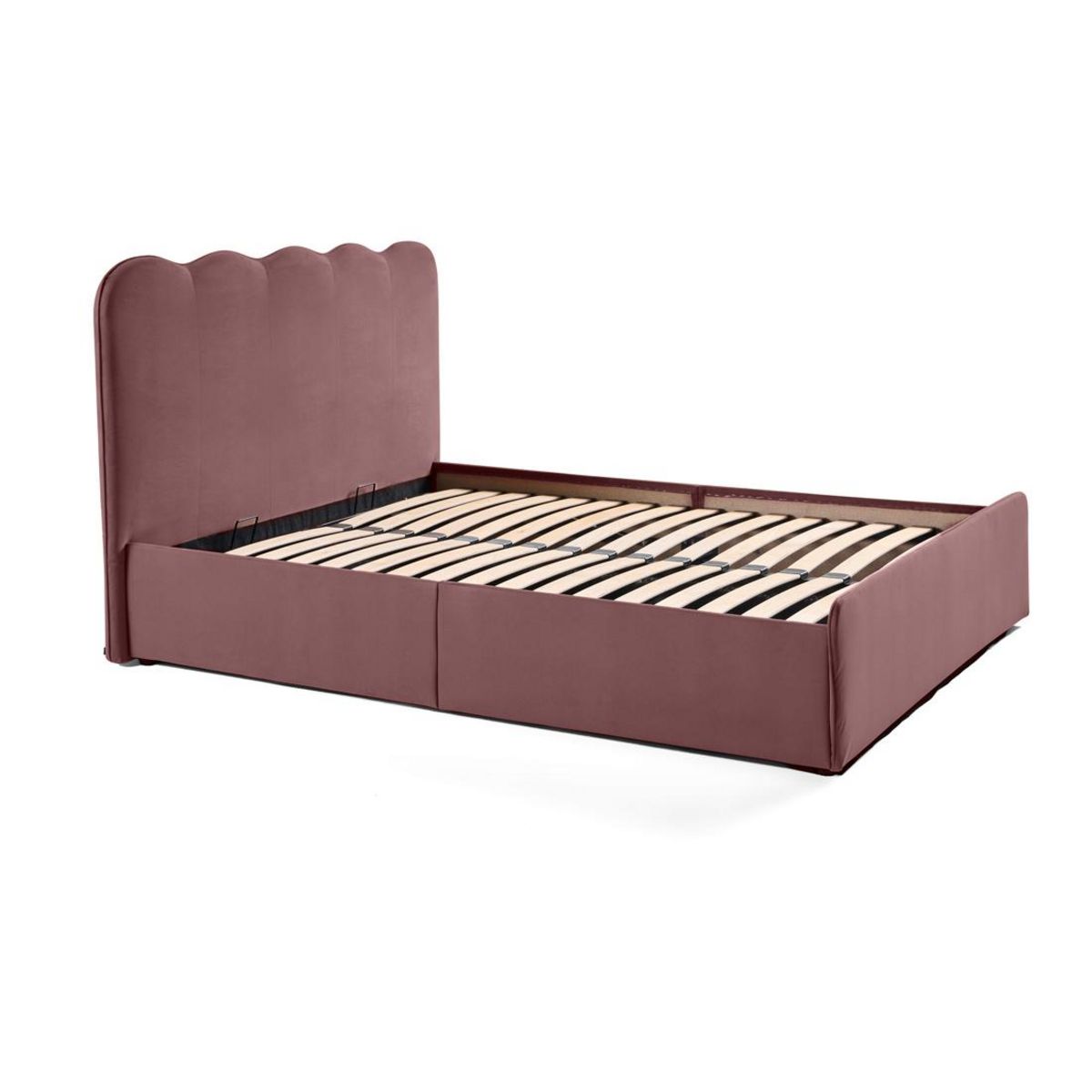 BEST MOBILIER Kahlo - lit coffre - 160x200 - en velours - sommier inclus