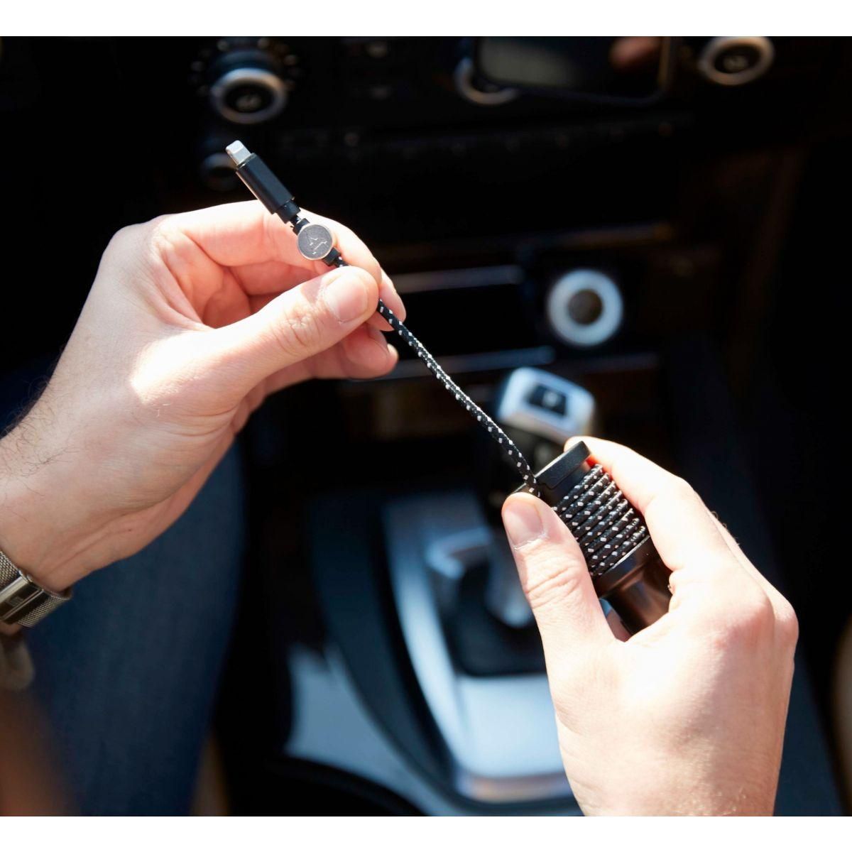 ADEQWAT Chargeur allume cigare Micro USB + Support voiture aimanté