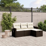 VIDAXL Salon de jardin 4 pcs avec coussins marron resine tressee