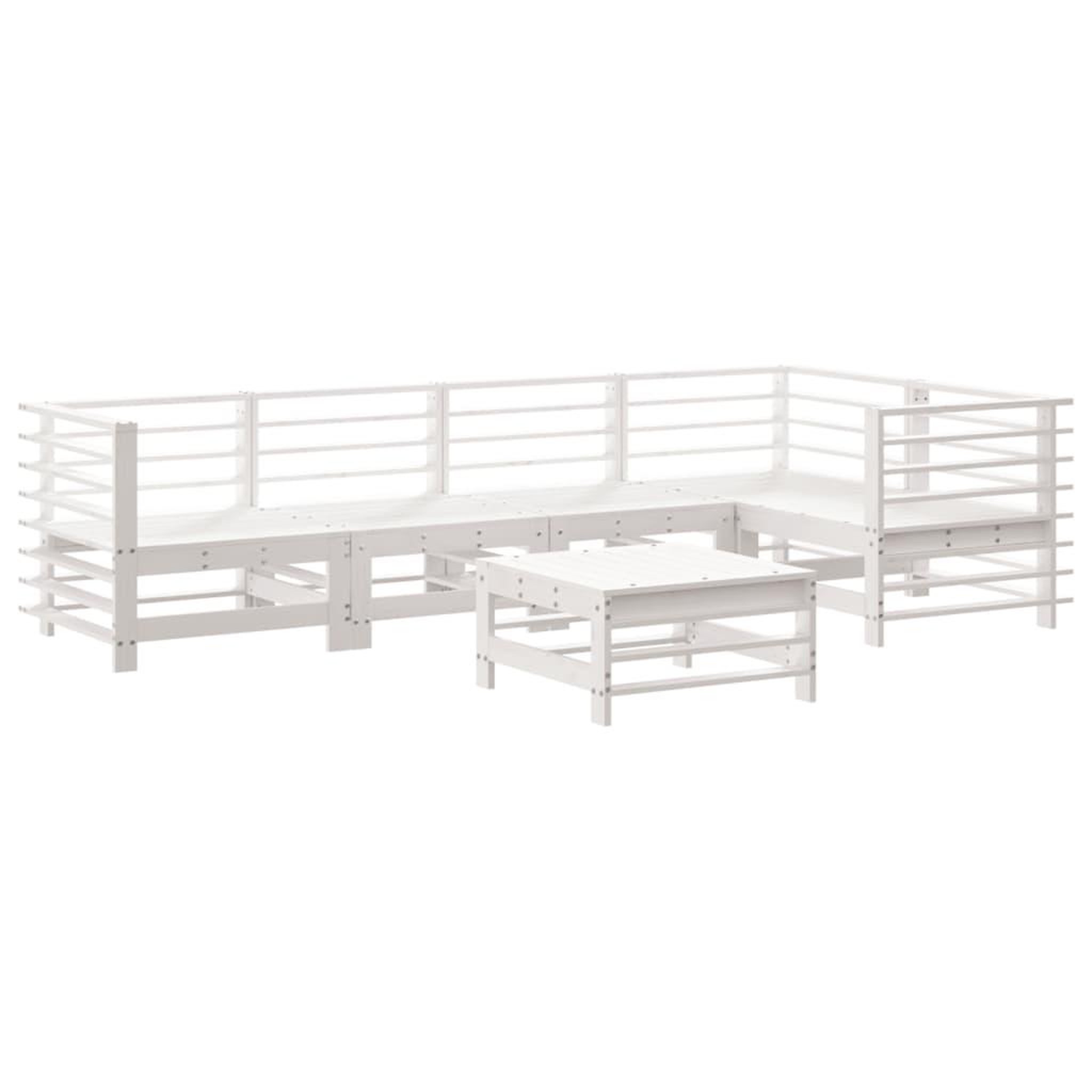 Voir la diapositive 2 : VIDAXL Salon de jardin 6 pcs Blanc Bois de pin massif