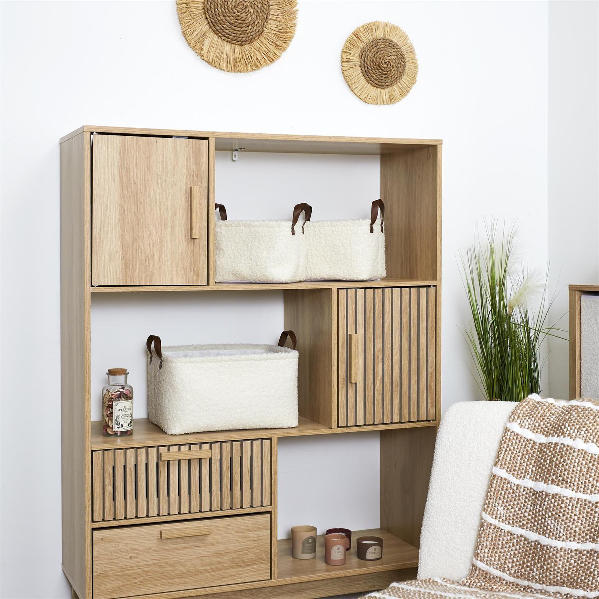 Voir la diapositive 6 : The Home Deco Factory Lot de 3 paniers de rangement en bouclette - blanc