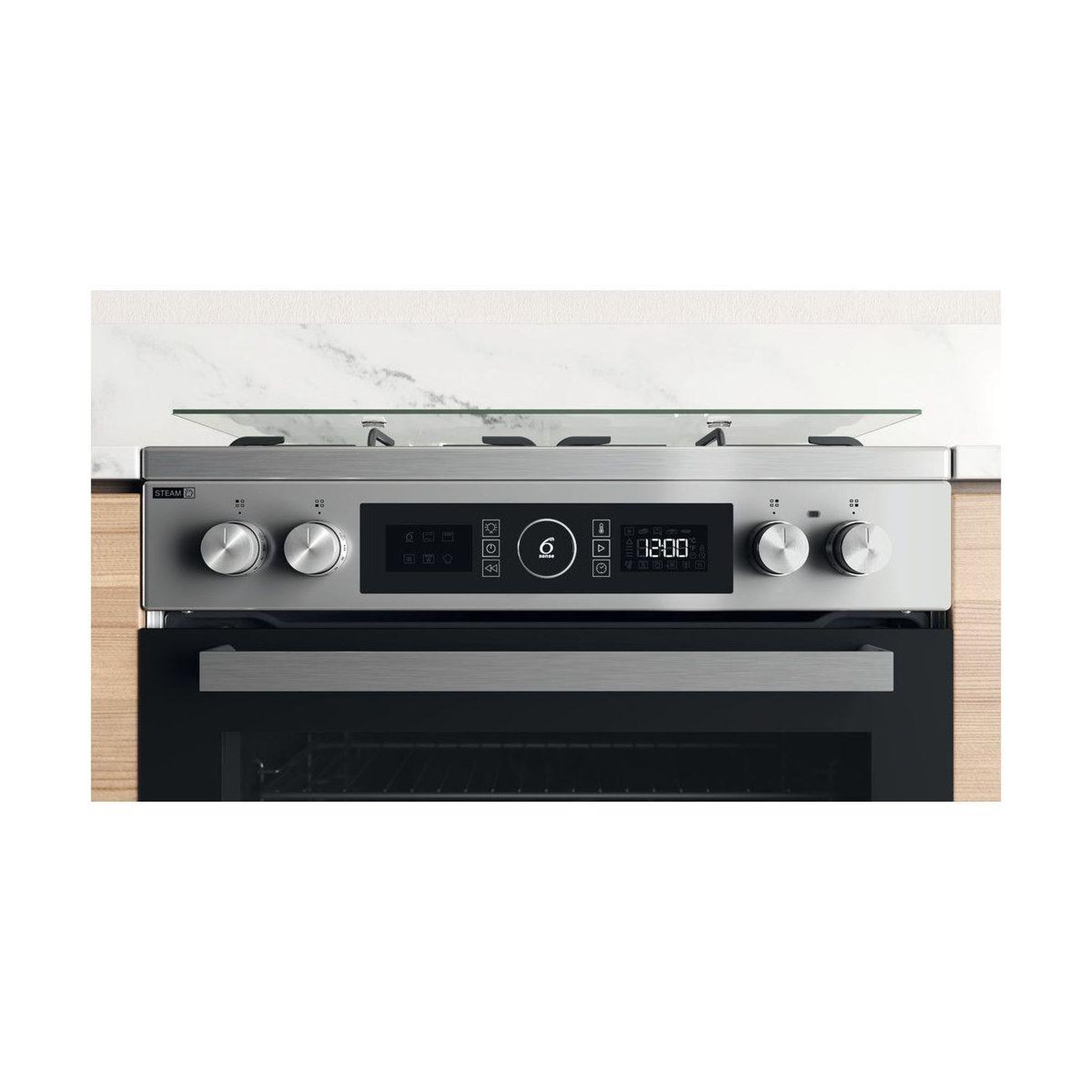 Voir la diapositive 3 : Whirlpool Cuisinière mixte WS68M8APX/E/1
