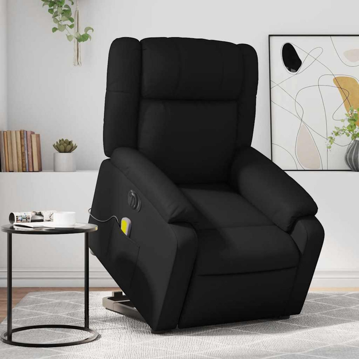 VIDAXL Fauteuil inclinable de massage electrique noir similicuir