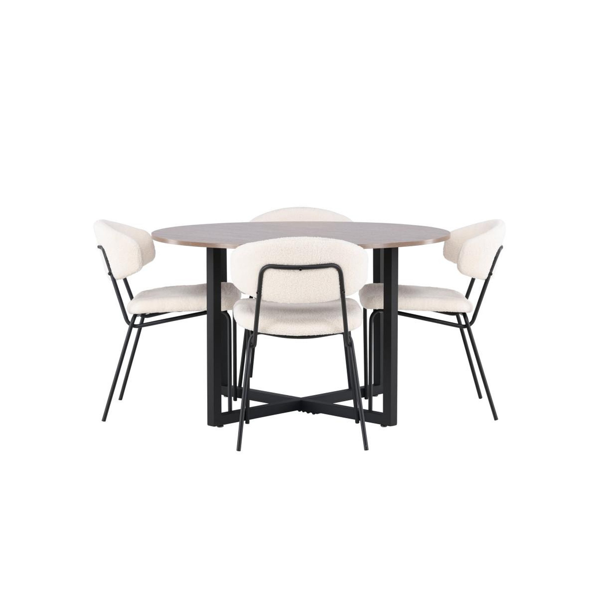 Voir la diapositive 2 : Paris Prix Ensemble table à manger & 4 chaises  durango & chico  120cm noyer & blanc crème