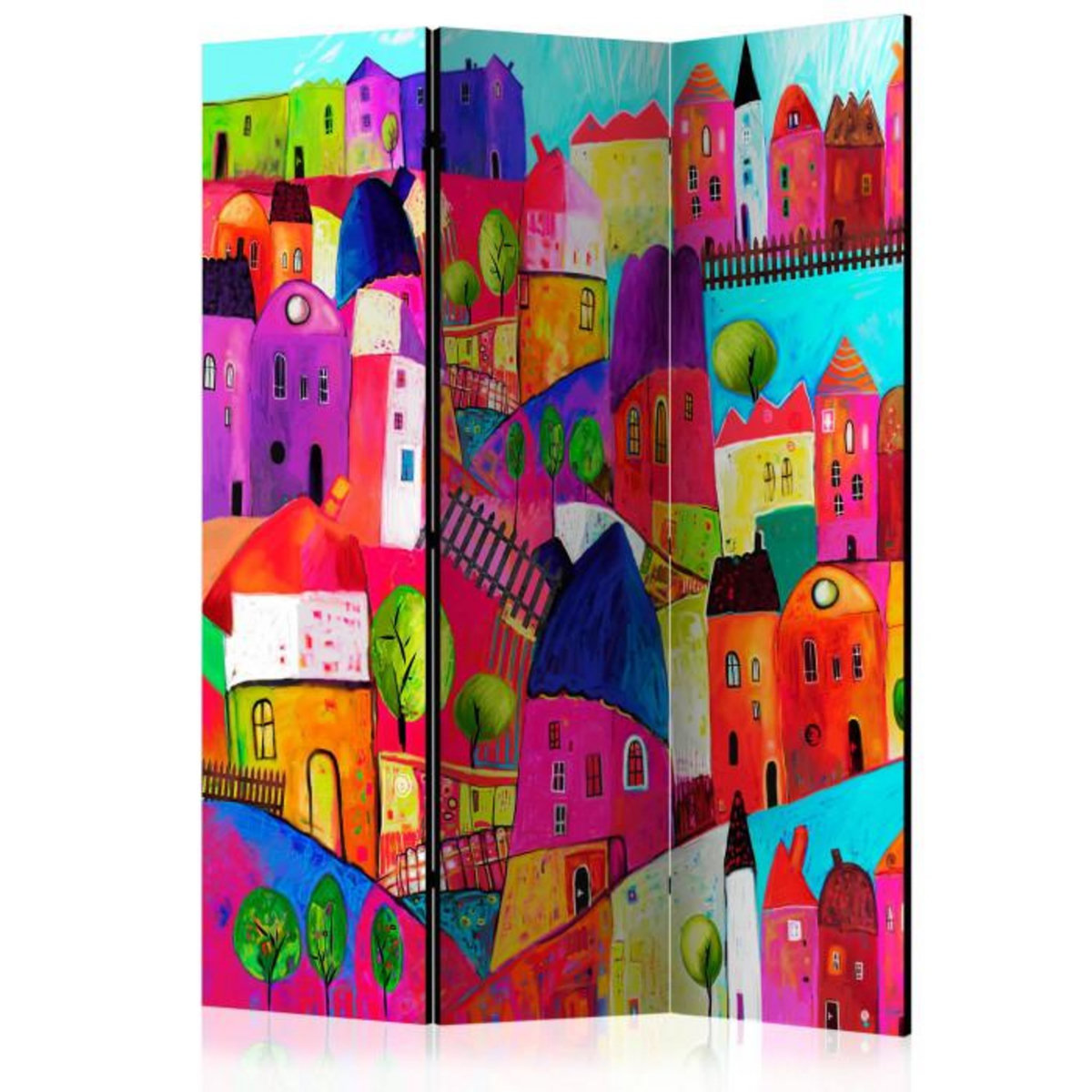 Paris Prix Paravent 3 Volets  Rainbow Hued Town  135x172cm