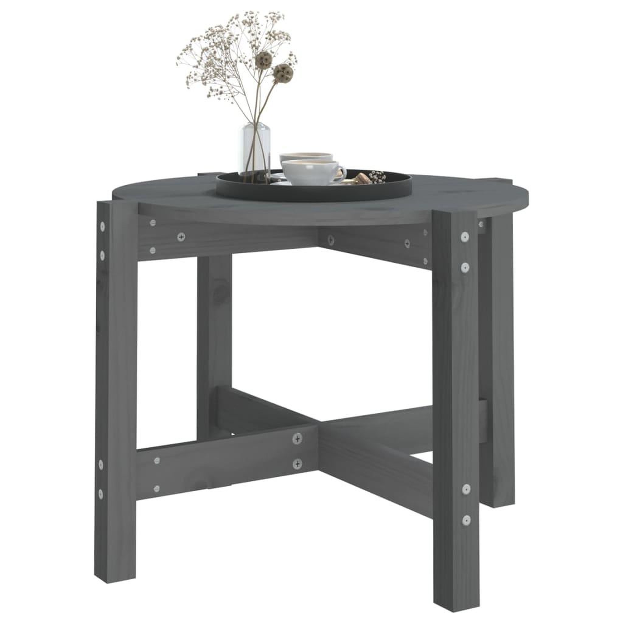 Voir la diapositive 4 : VIDAXL Table basse Gris Ø 62,5x45 cm Bois massif de pin