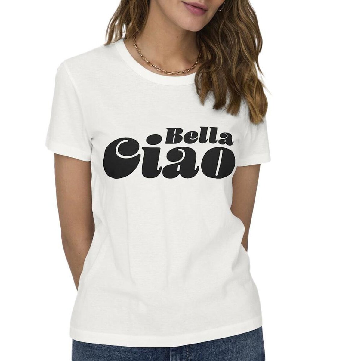 JACQUELINE DE YONG T shirt Ecru/Noir Femme JDY 15311702