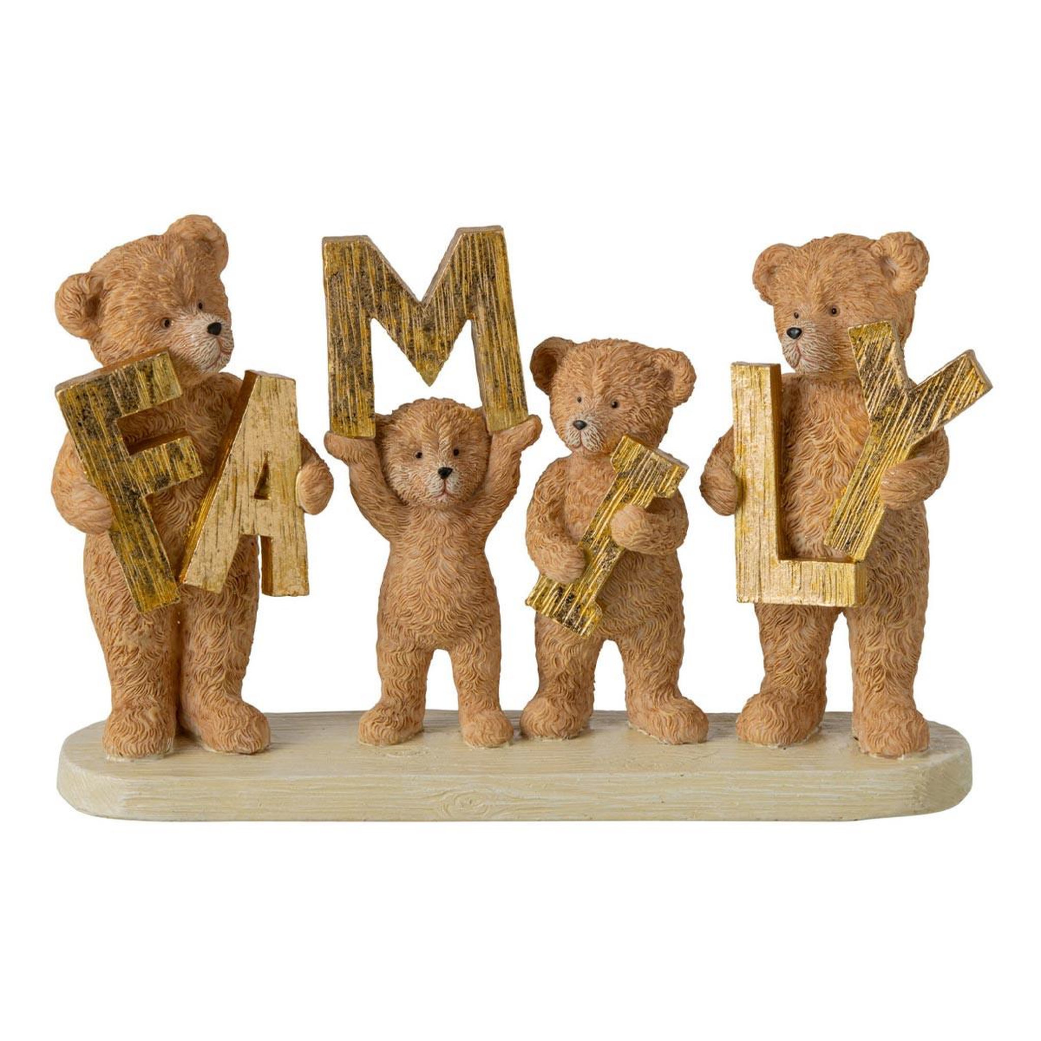 J-LINE Statuette déco ours  family  22cm camel