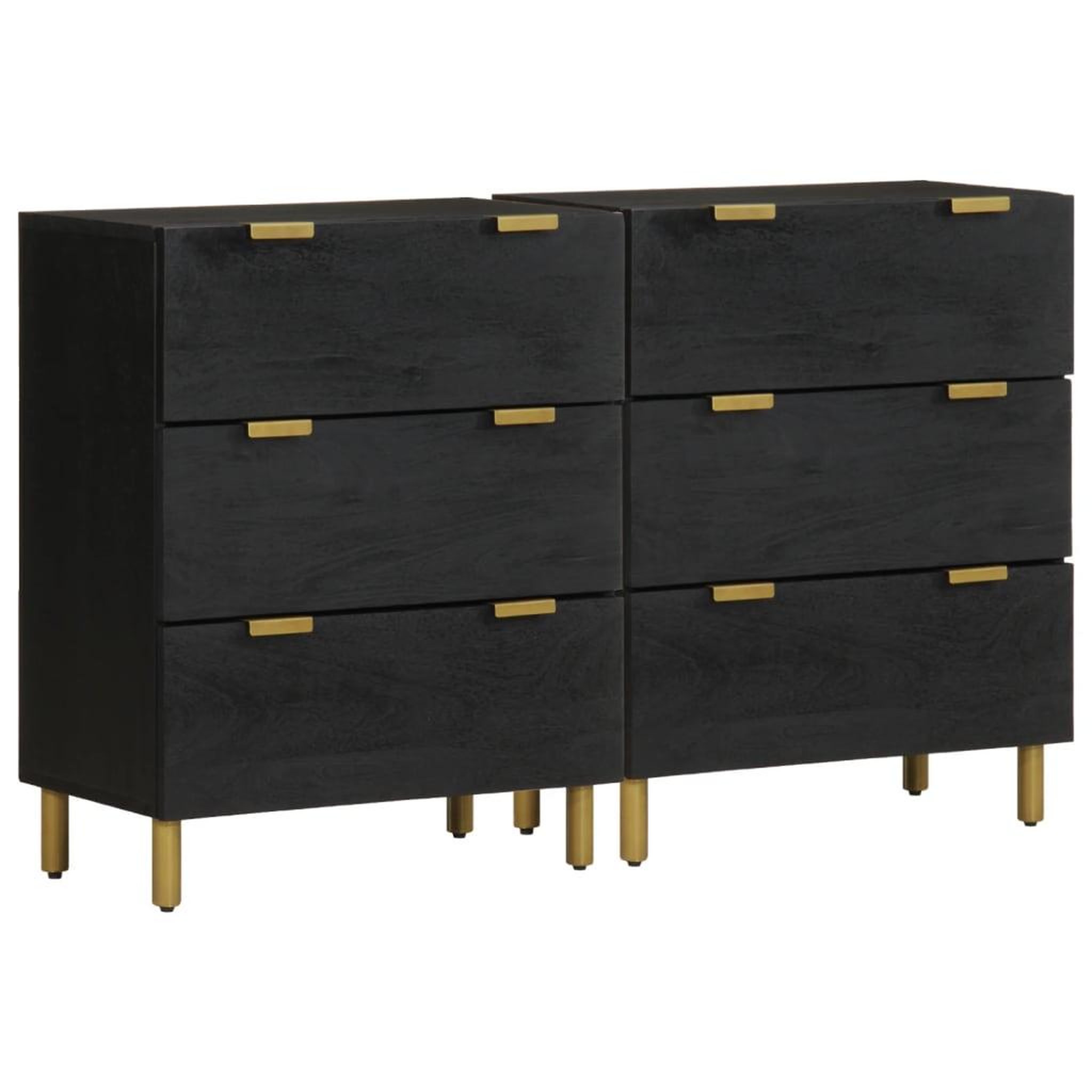 VIDAXL Buffets 2 pcs noir 60x33x75 cm bois d'ingenierie