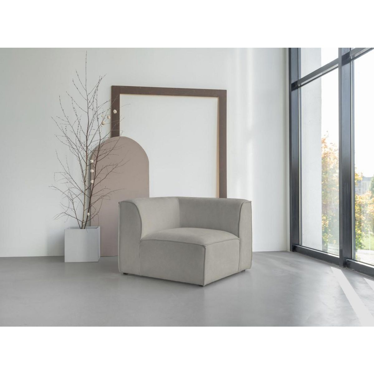 BEST MOBILIER Felix - module d'assise d'angle réversible en tissu texturé