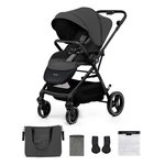 KINDERKRAFT Poussette avec nacelle et accessoires YOXI. Coloris disponibles : Vert, Beige, Noir, Gris