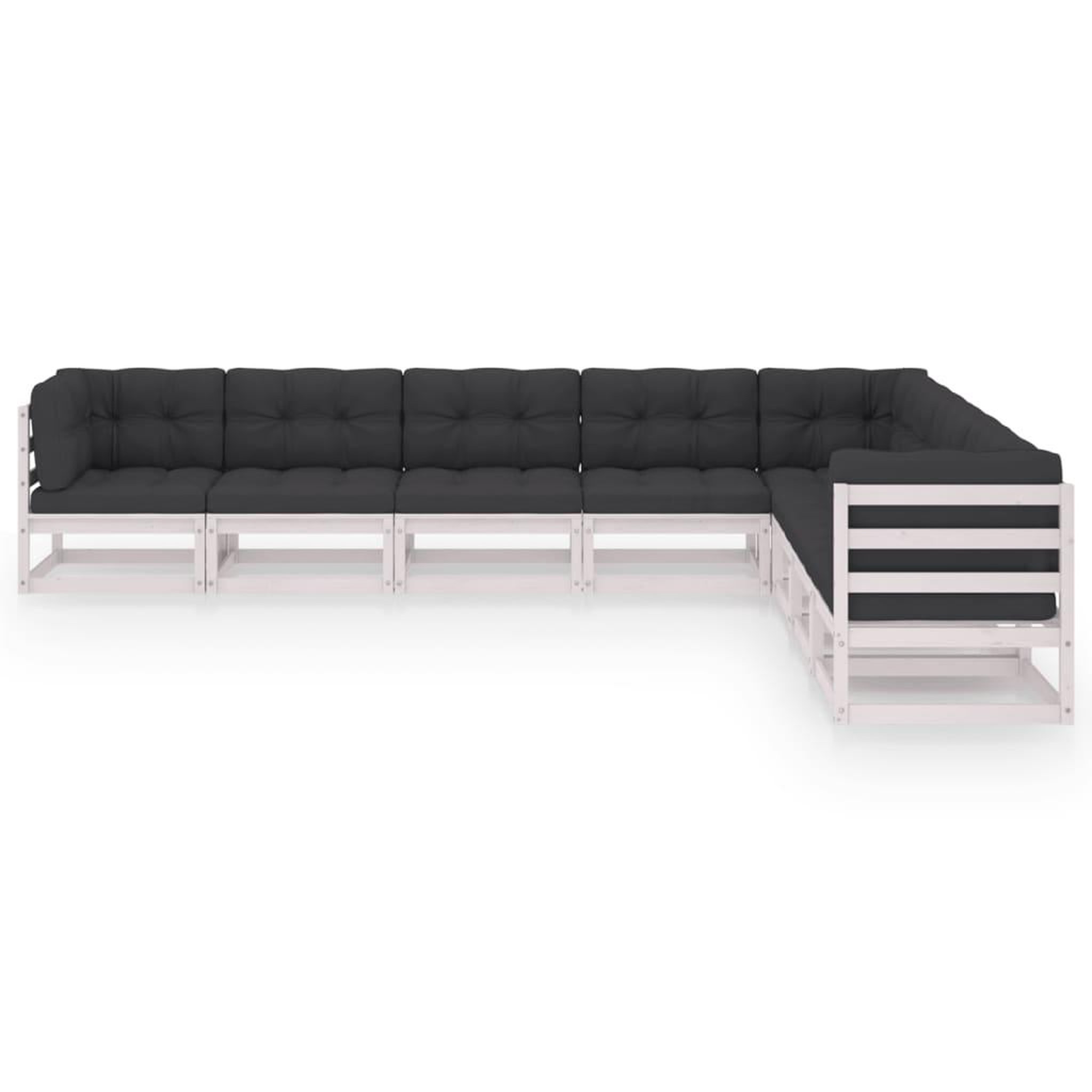 Voir la diapositive 2 : VIDAXL Salon de jardin avec coussins 8 pcs blanc bois de pin massif