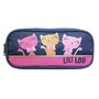 Voir la diapositive 1 : Bagtrotter BAGTROTTER Trousse scolaire rectangulaire Lili Lou 3 chats Bleu