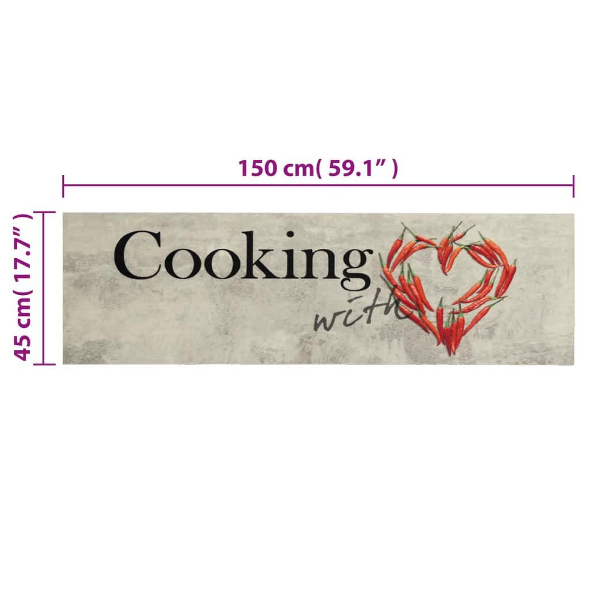 Voir la diapositive 6 : VIDAXL Tapis de cuisine lavable imprime de piment Cooking 45x150 cm