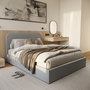 Voir la diapositive 2 : Rendez vous déco Lit double 140x190 cm avec coffre en tissu gris-Tilly