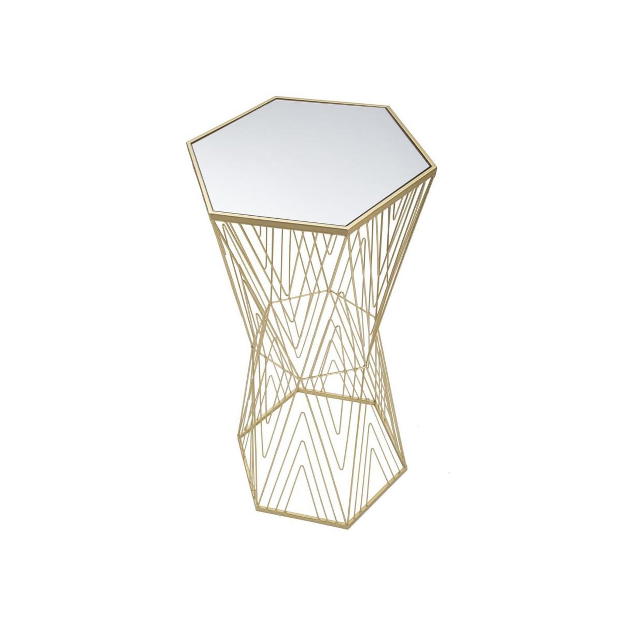 Voir la diapositive 2 : Paris Prix Table d'appoint hexagonale design  lines  80cm or