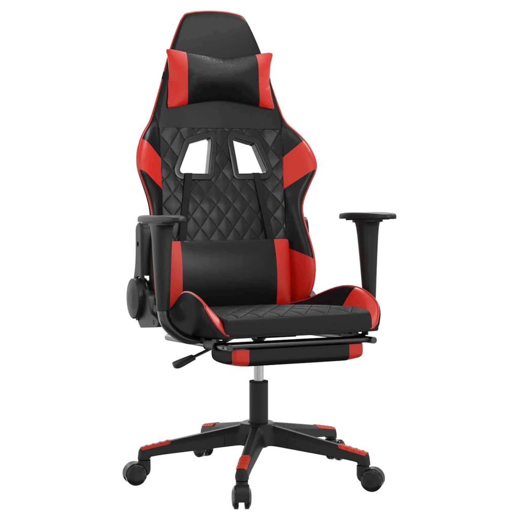 Voir la diapositive 2 : VIDAXL Chaise de jeu avec repose-pied Noir et rouge Similicuir