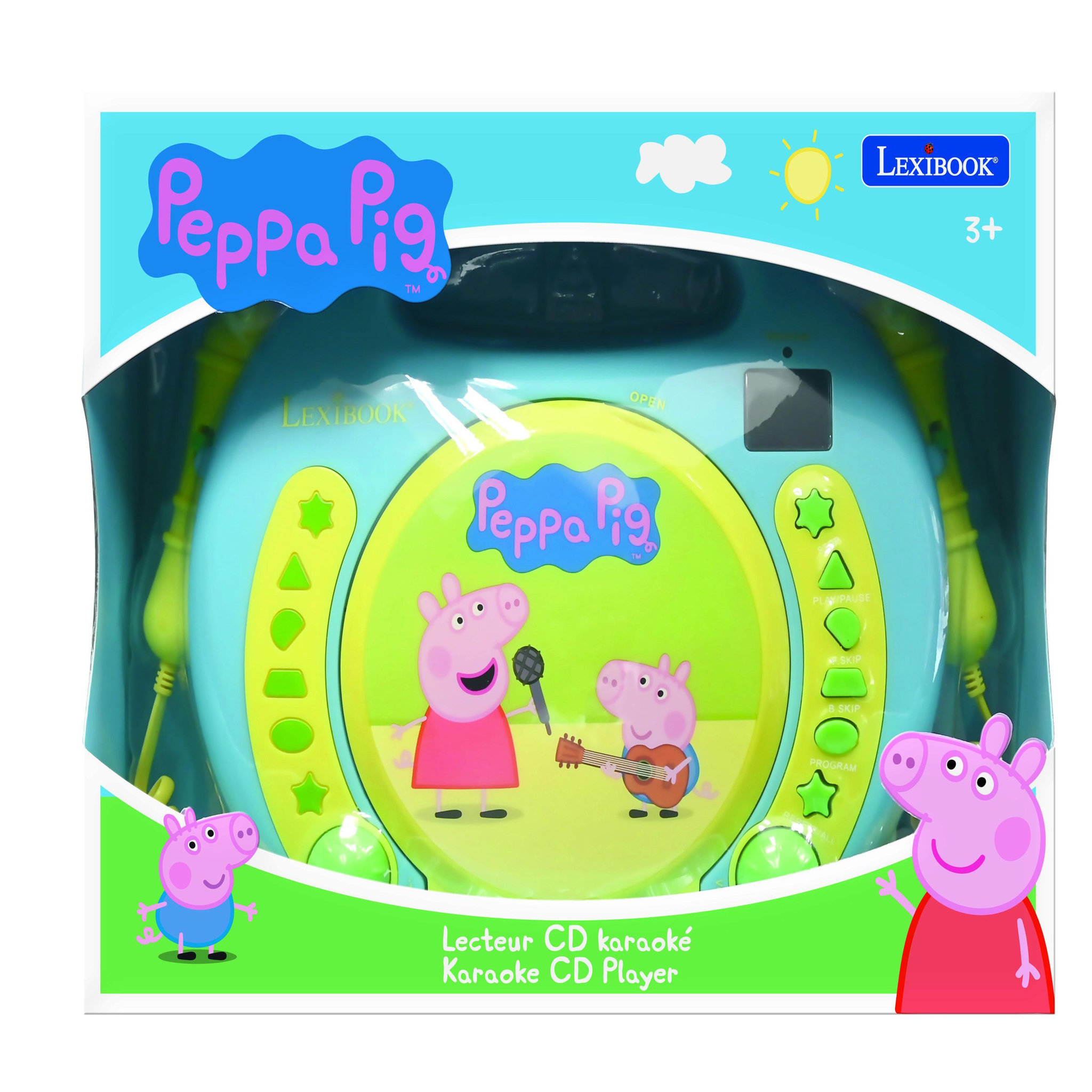 Voir la diapositive 4 : Lexibook Lecteur CD portable avec 2 microphones Peppa Pig