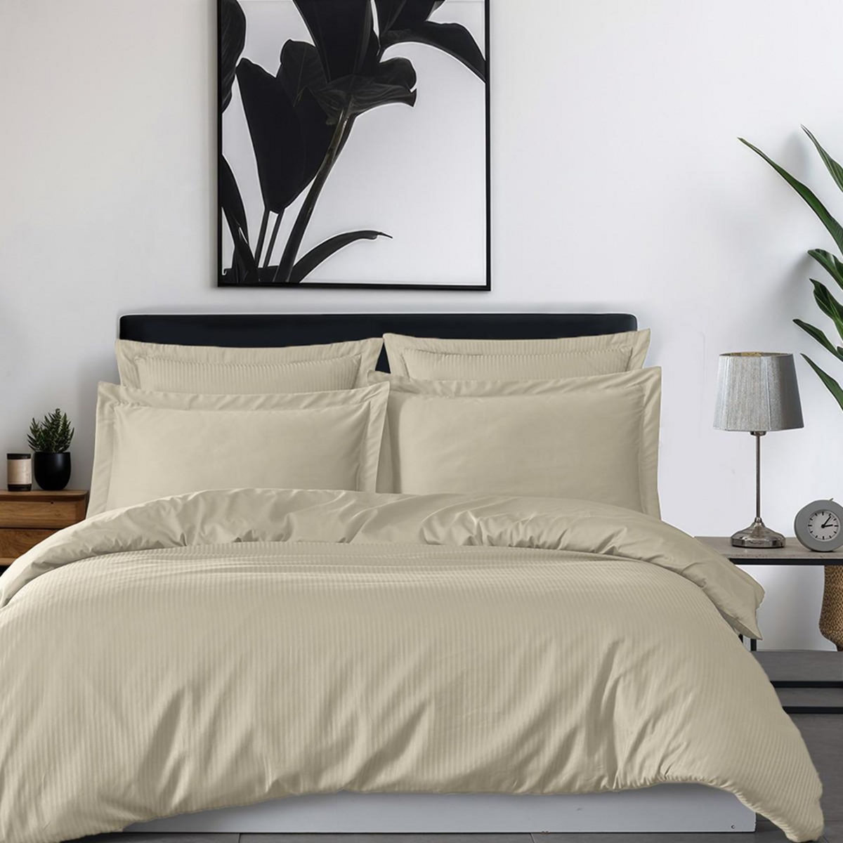 Sensei Maison Parure housse de couette rayée satin + 2 taies 50x70 cm VERSALUXE