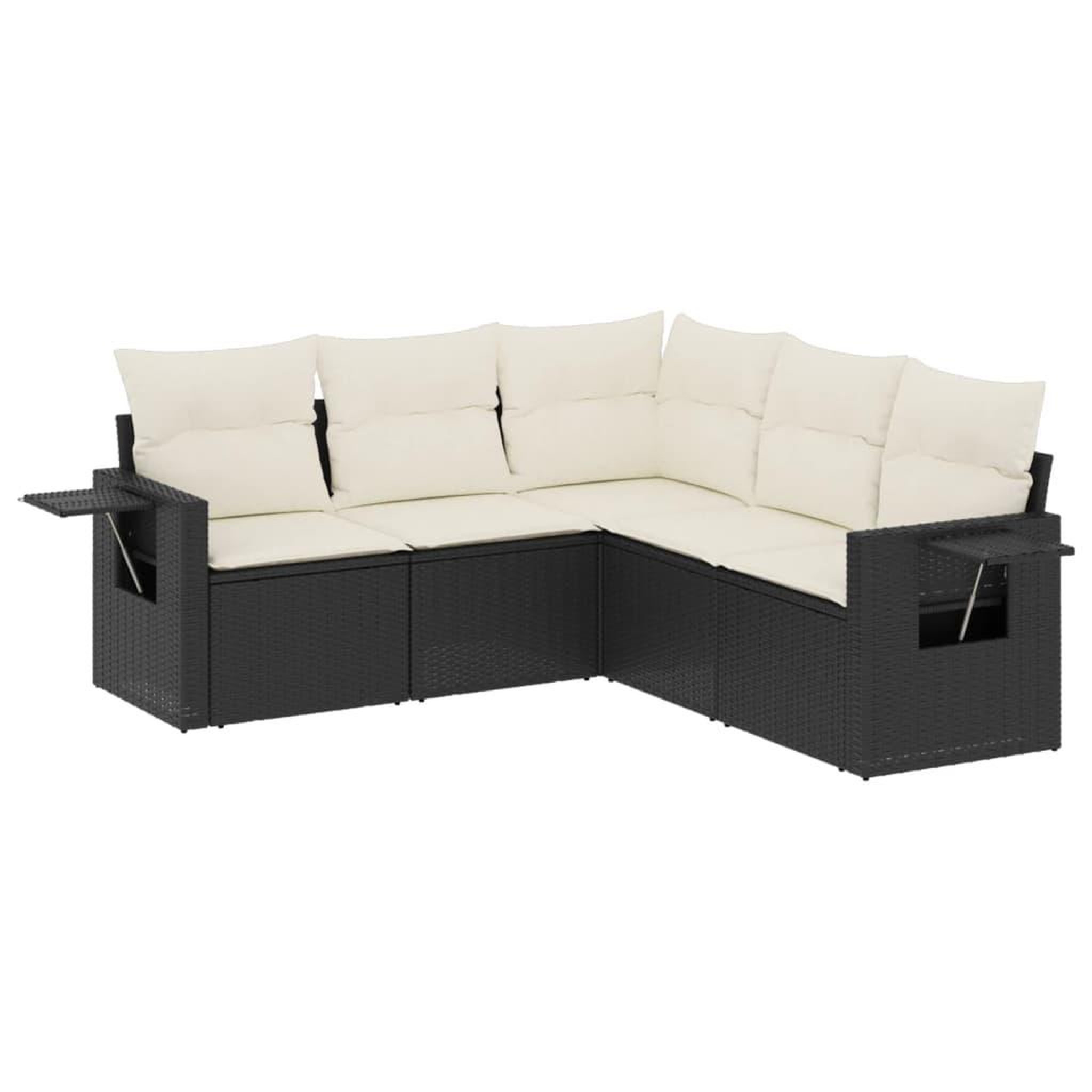 Voir la diapositive 2 : VIDAXL Salon de jardin 5 pcs avec coussins noir resine tressee