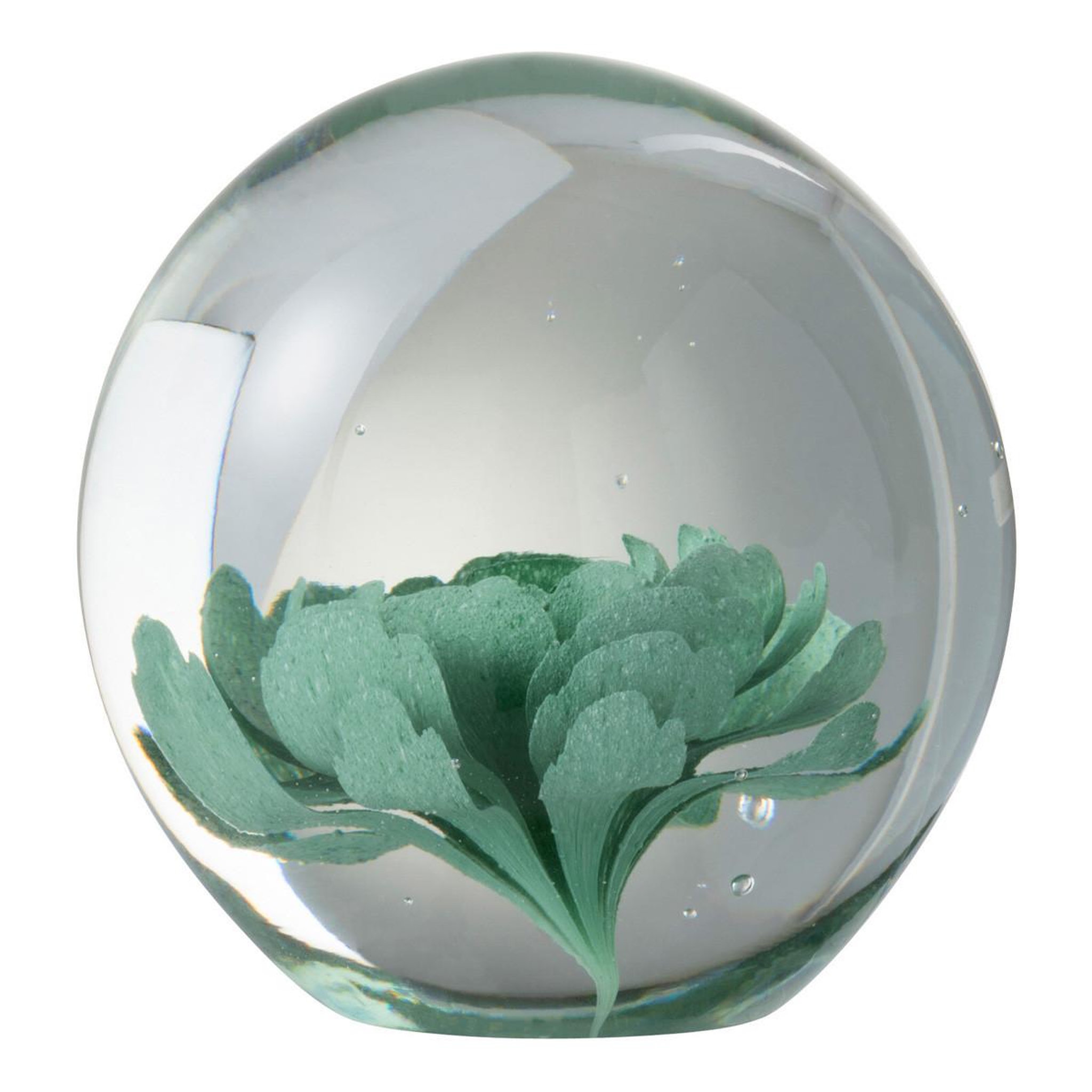 J-LINE Presse-papier en verre  fleurs  10cm menthe