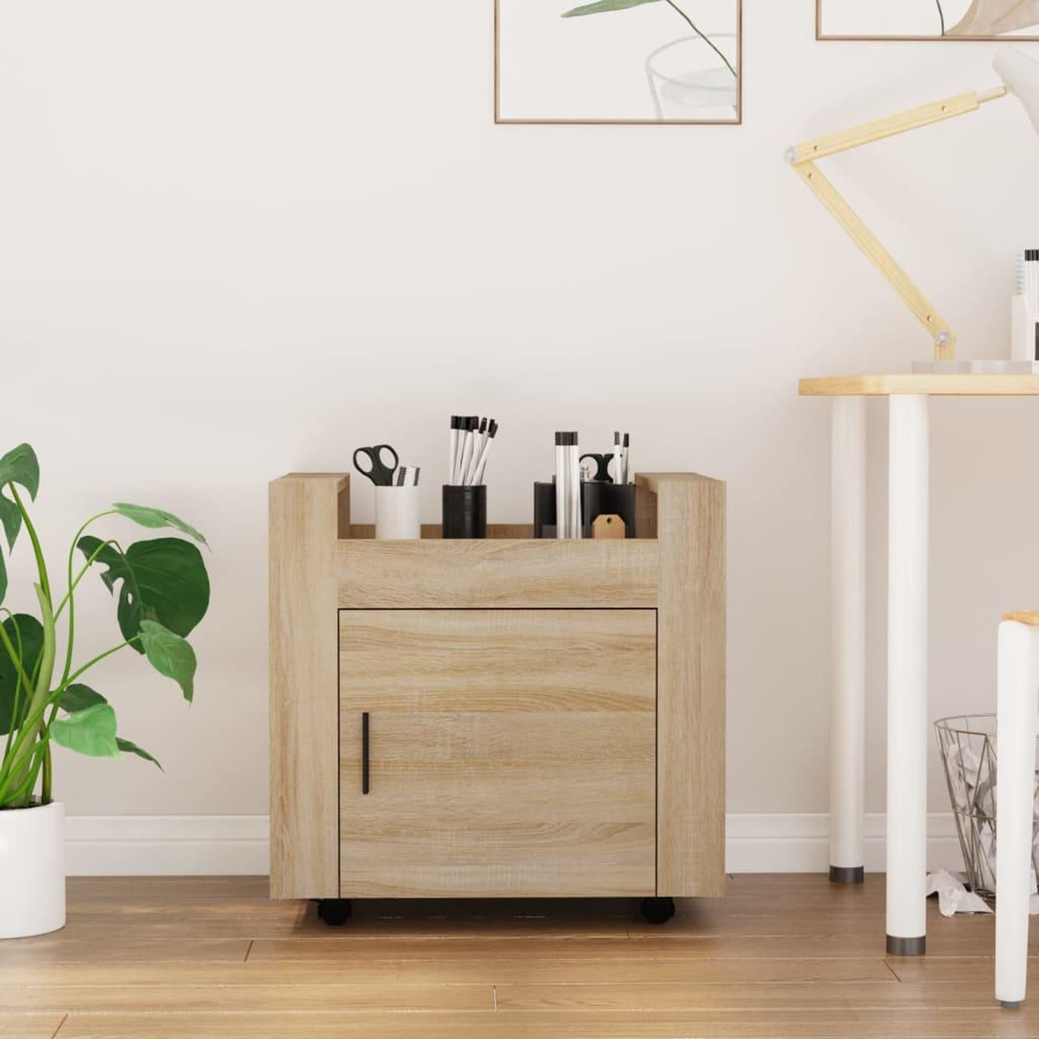 Voir la diapositive 1 : VIDAXL Chariot de bureau Chene sonoma 60x45x60 cm Bois d'ingenierie