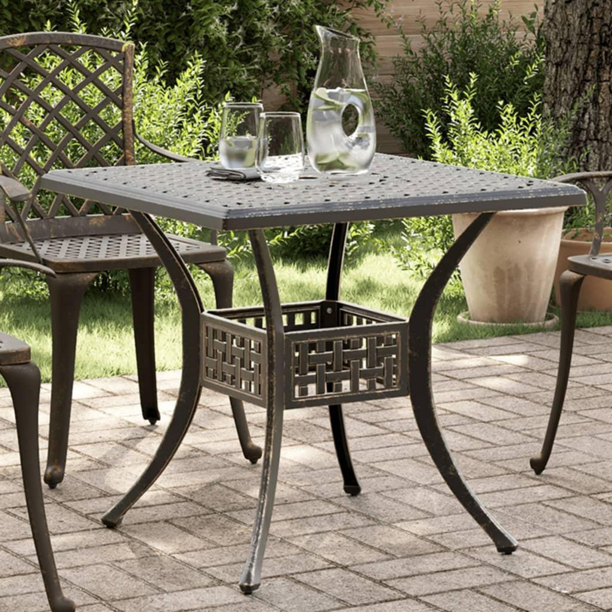VIDAXL Table de jardin bronze 80x80x75 cm aluminium coule