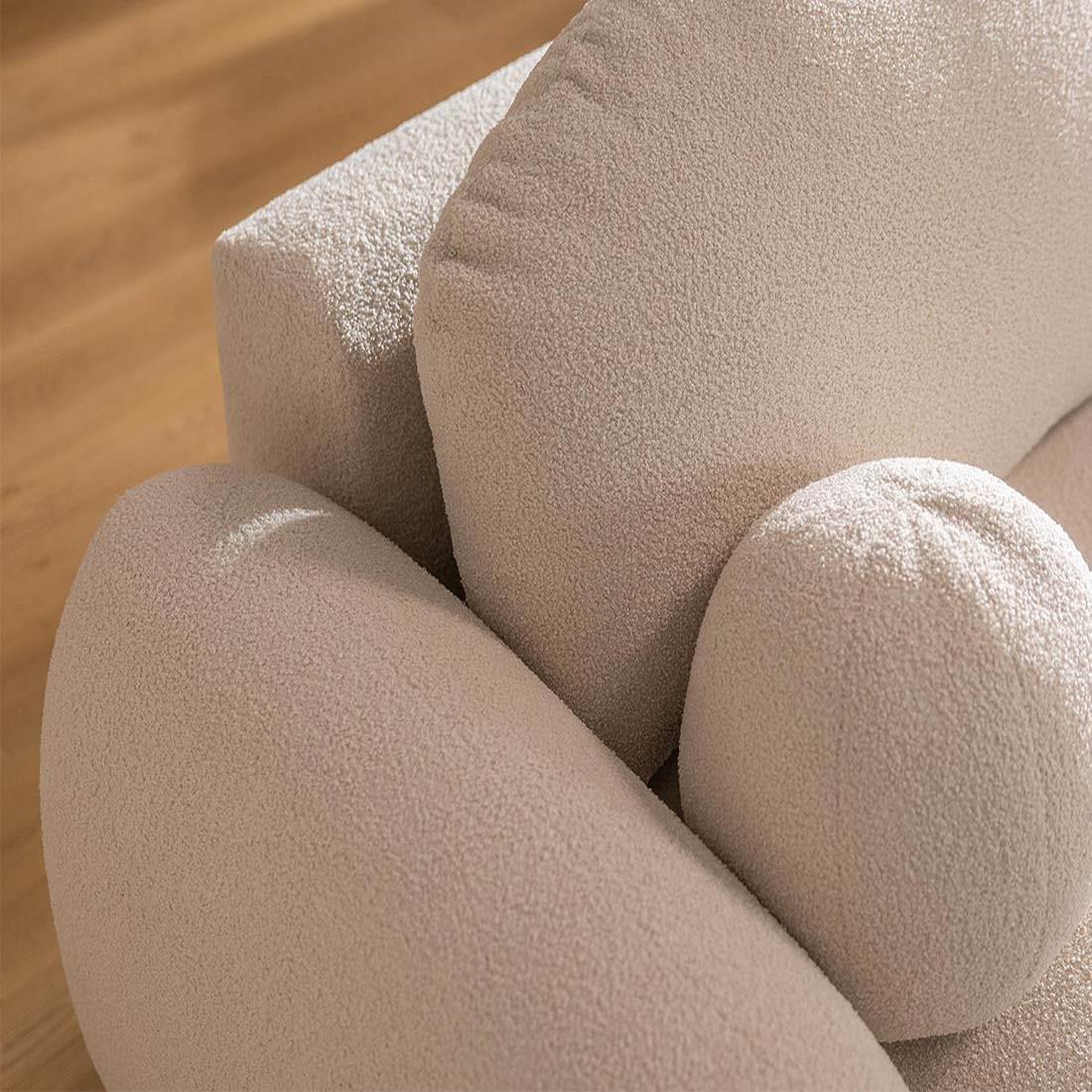Voir la diapositive 2 : BEST MOBILIER Berenice - canapé d'angle droit 4 places convertible avec coffre en tissu bouclette