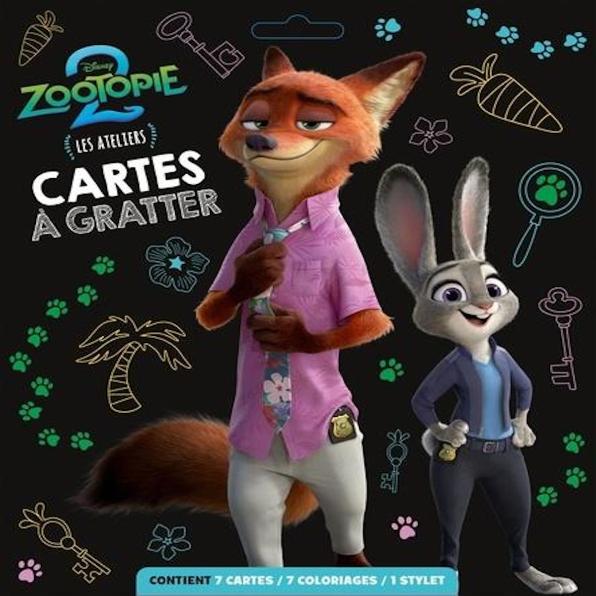 CARTE A GRATTER DISNEY ZOOTOPIE 2. LES ATELIERS. AVEC 7 CARTES, 7 COLORIAGES ET 1 STYLET, Xxx