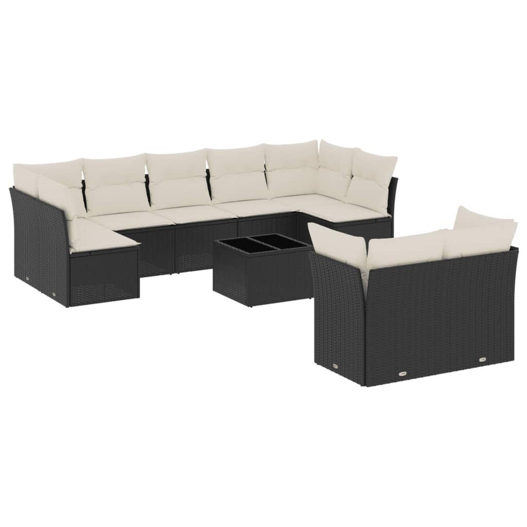 Voir la diapositive 2 : VIDAXL Salon de jardin 10 pcs avec coussins noir resine tressee