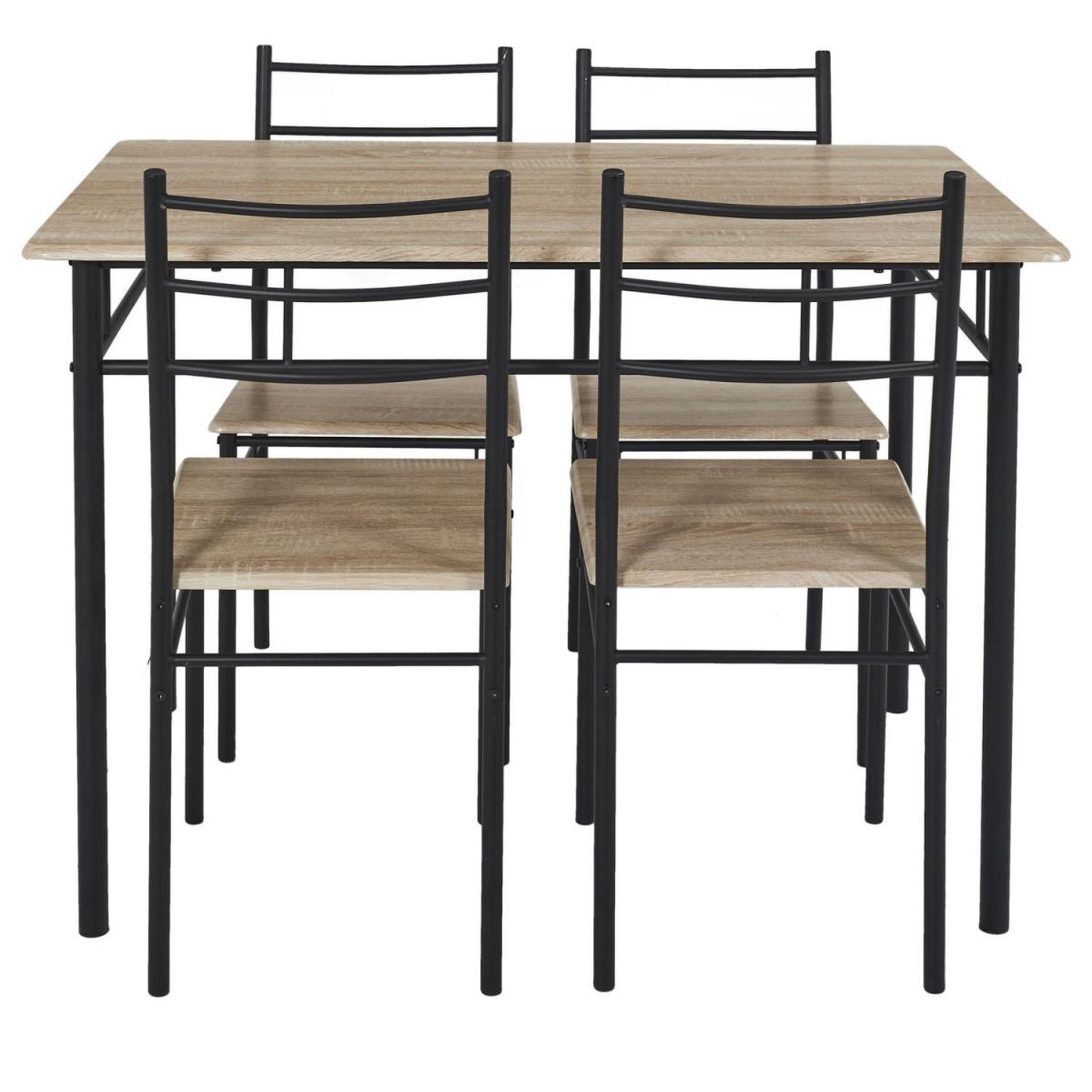 Voir la diapositive 2 : The Home Deco Factory Table à manger & 4 chaises  loka  110cm naturel