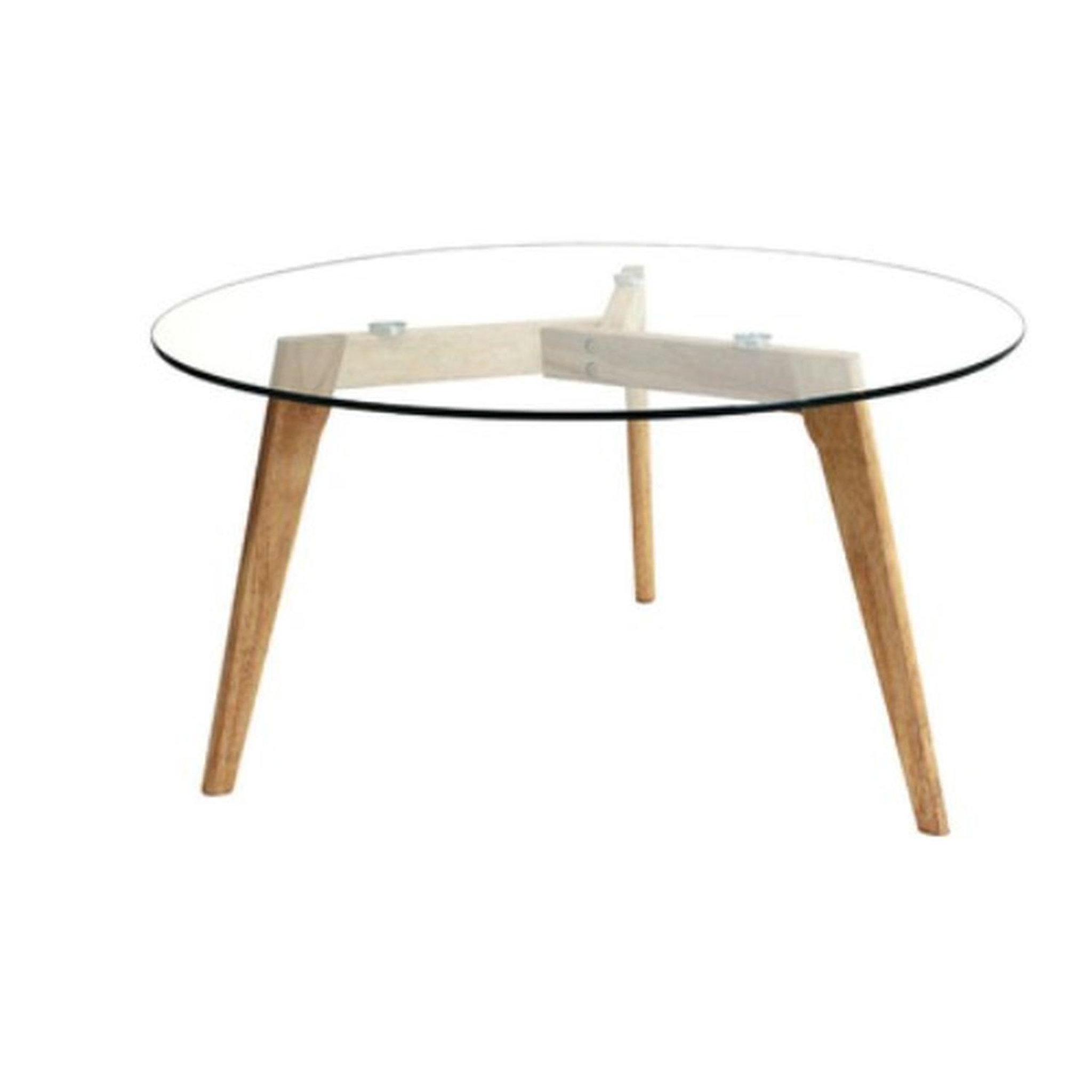 The Home Deco Factory Table basse ronde design bois et verre alexia - diam. 80 x h. 45 cm - beige