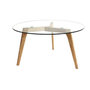 Voir la diapositive 1 : The Home Deco Factory Table basse ronde design bois et verre Alexia - Diam. 80 x H. 45 cm - Beige