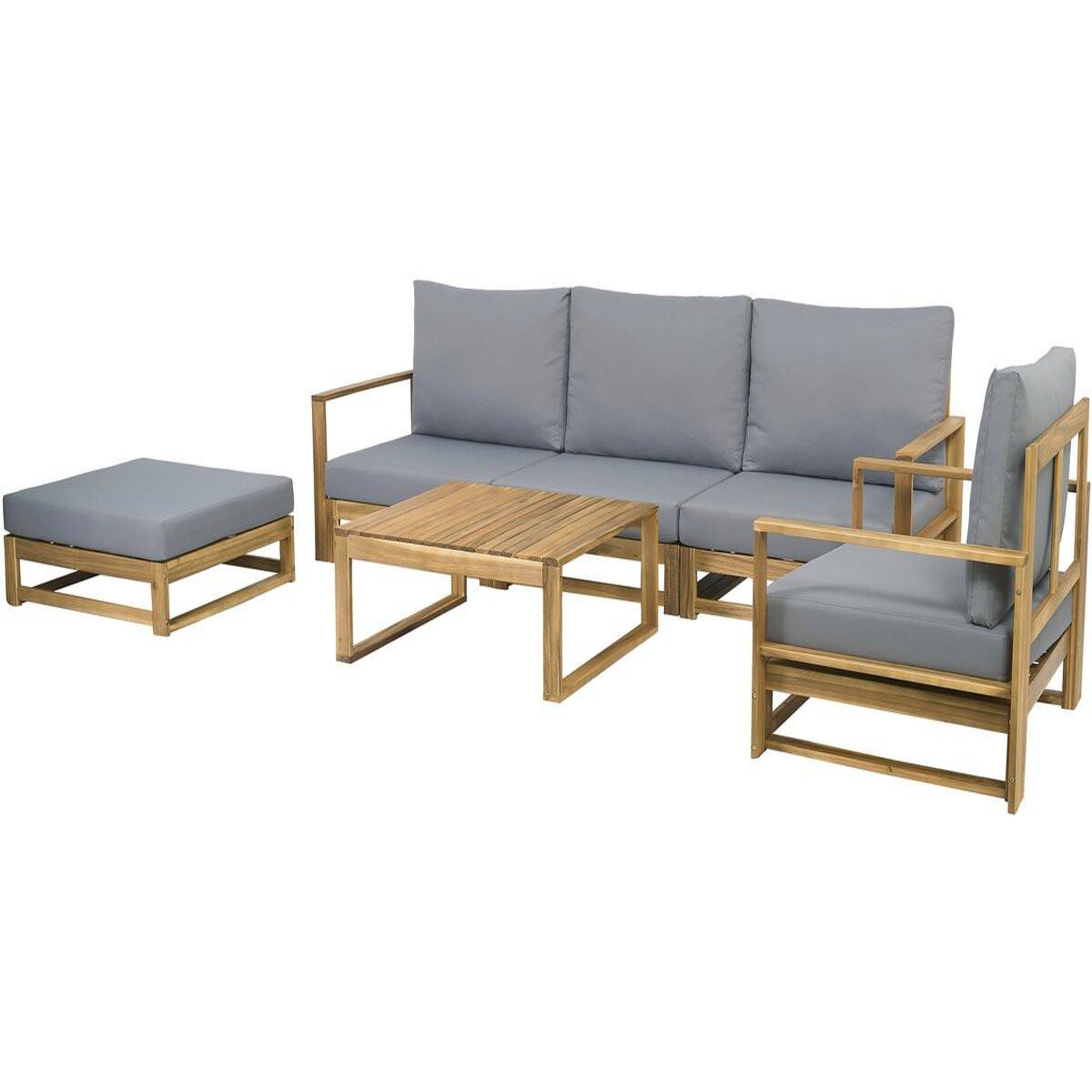 Voir la diapositive 4 : Habitat et Jardin Salon de jardin en bois d'acacia avec coussins  bellingham  - 5 places - gris