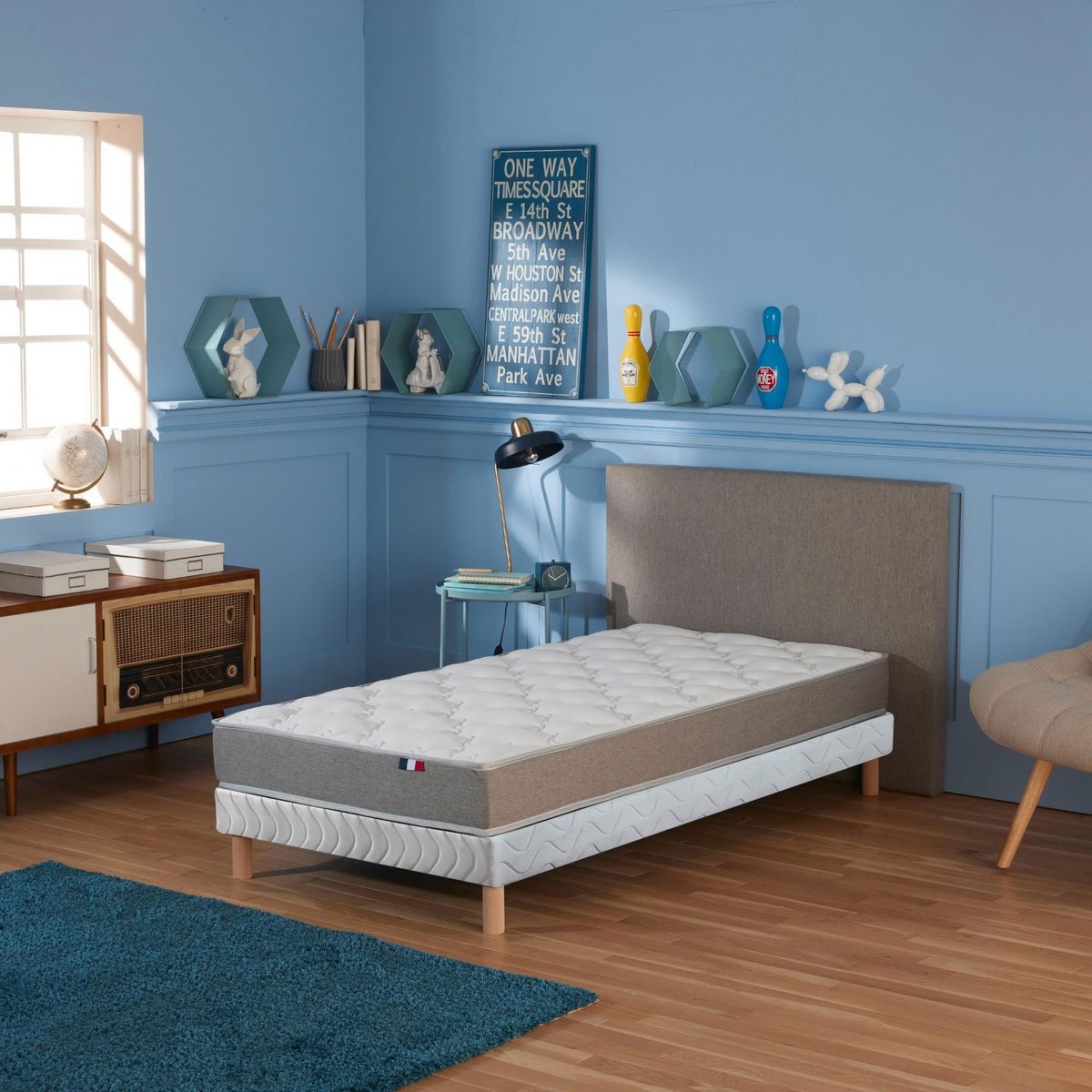 IDLITERIE Ensemble matelas mousse réversible STRATUS et sommier - confort français