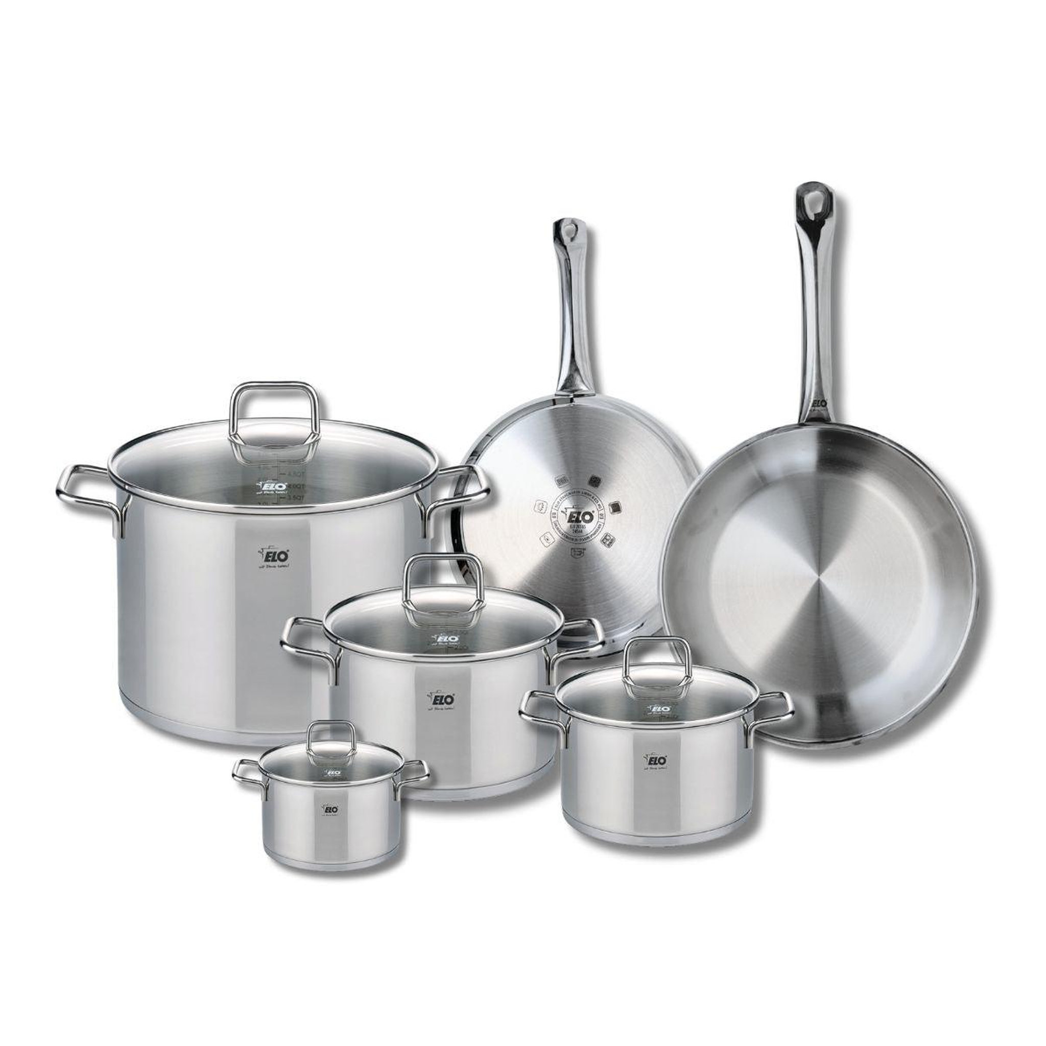 ELO Ensemble de 2 poêles de cuisson 24 et 28 cm et 4 faitouts 12, 16, 20 et 26 cm elo profi citrin